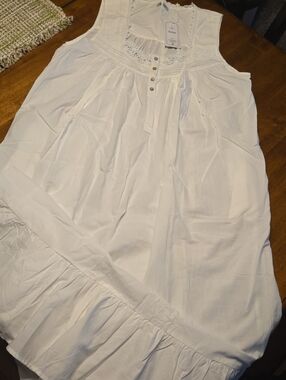 White Sleeveless Button Front Nightie